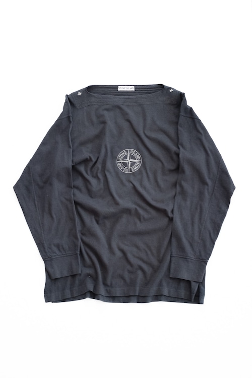 00's "STONE ISLAND" Garment-Dyed Cotton Long Knit Top