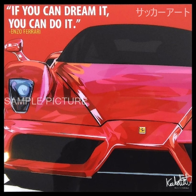 【51*51cm 特大サイズ】 グラフィックアートパネル エンツォ・フェラーリ 輸入車デザイン 木製インテリア ポスター (004-068)