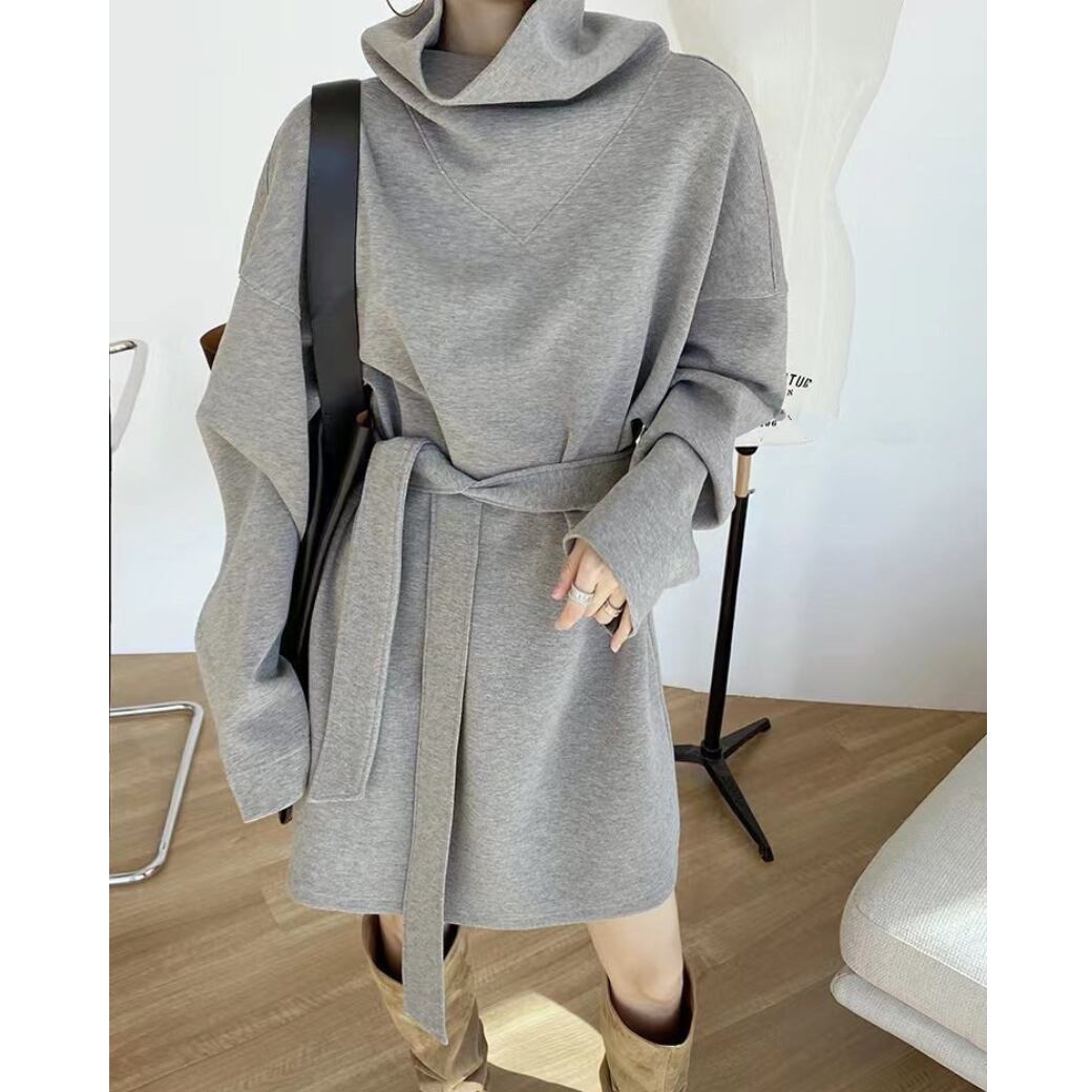 High Neck 2-Way Sweatshirt Dress 2Colors 00376