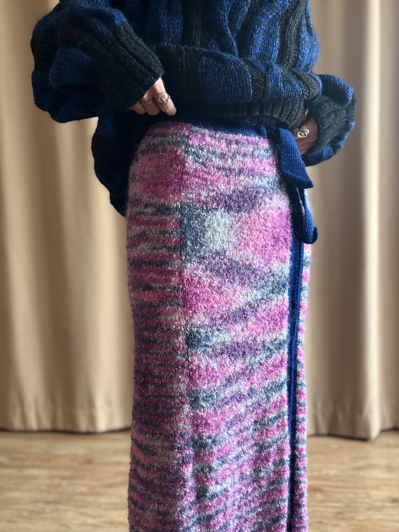 art pattern knit long skirt-5100-12