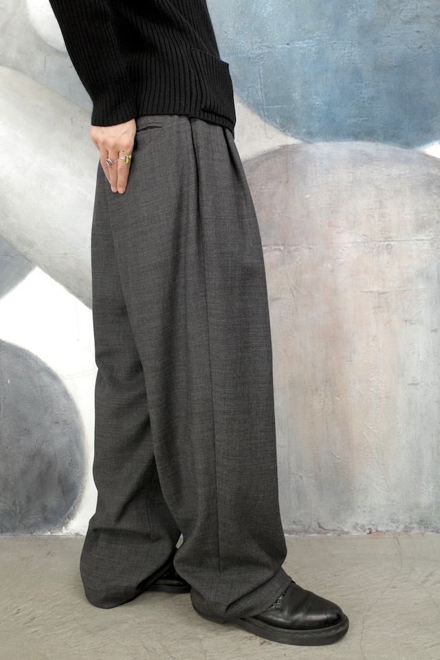 90's Light wool tucked trousers