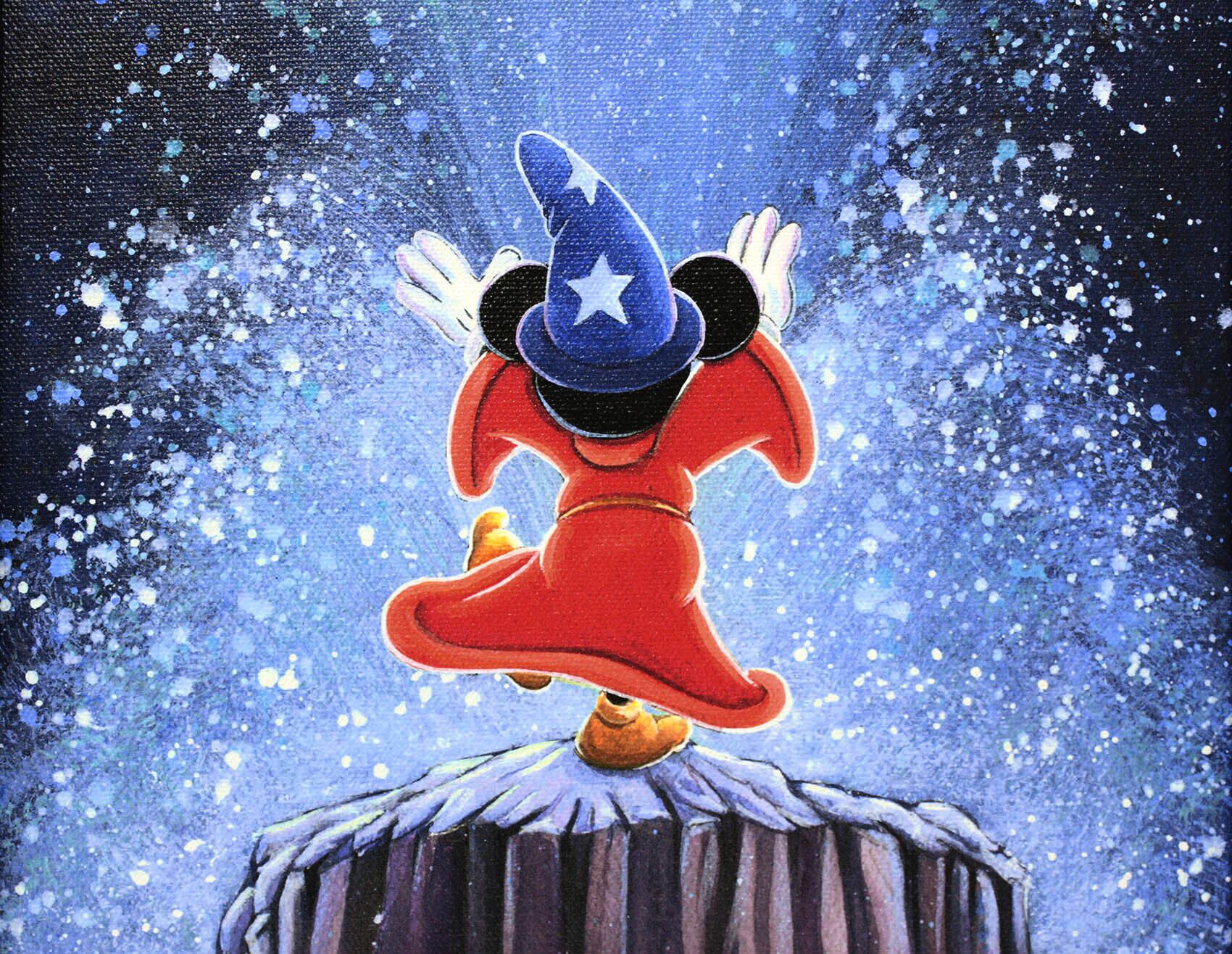 ディズニー絵画 ミッキーマウス アプレンティス マジック 作品証明書 展示用フック付 限定500部キャンバスジークレ ディズニーアートショップ ディズニー絵画 版画 ポスター