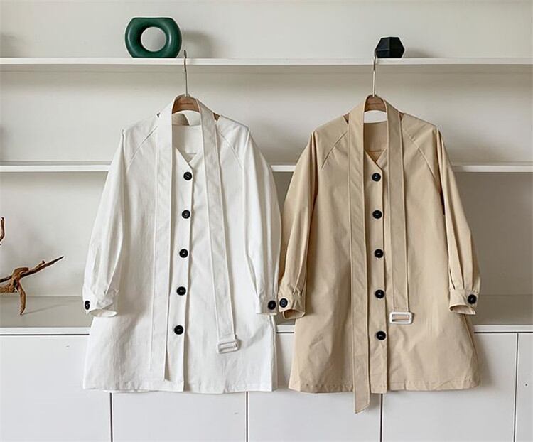 INSスタイル 単体ボタン Vネック 中・長セクション 学生 大人気