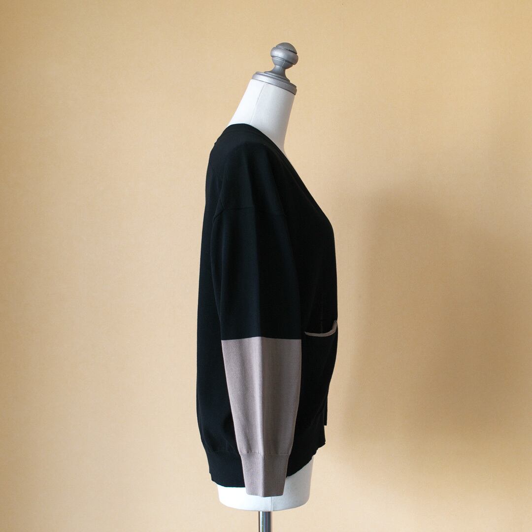 atelier naruse アトリエナルセ コクーンバイカラーニット cocoon bicolor knit・ブラックxモカ