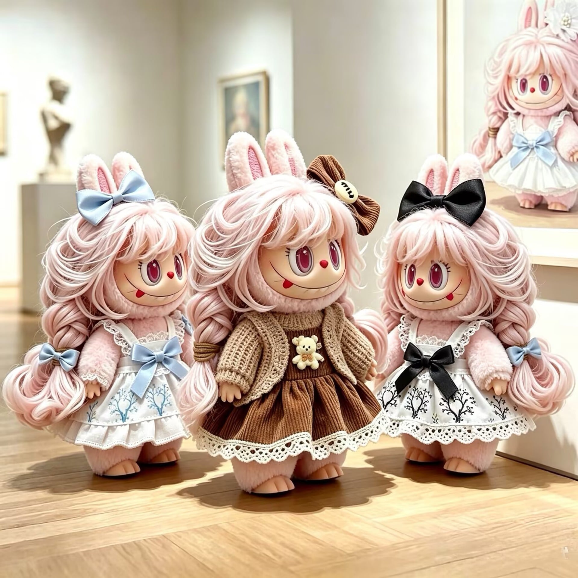Labubu 一二三代用 レースワンピース+ヘアアクセサリー ラブブ