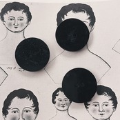 フランス 1900s 2.7c 幾何学の黒花とgalalithe製ボタンセットk アンティーク