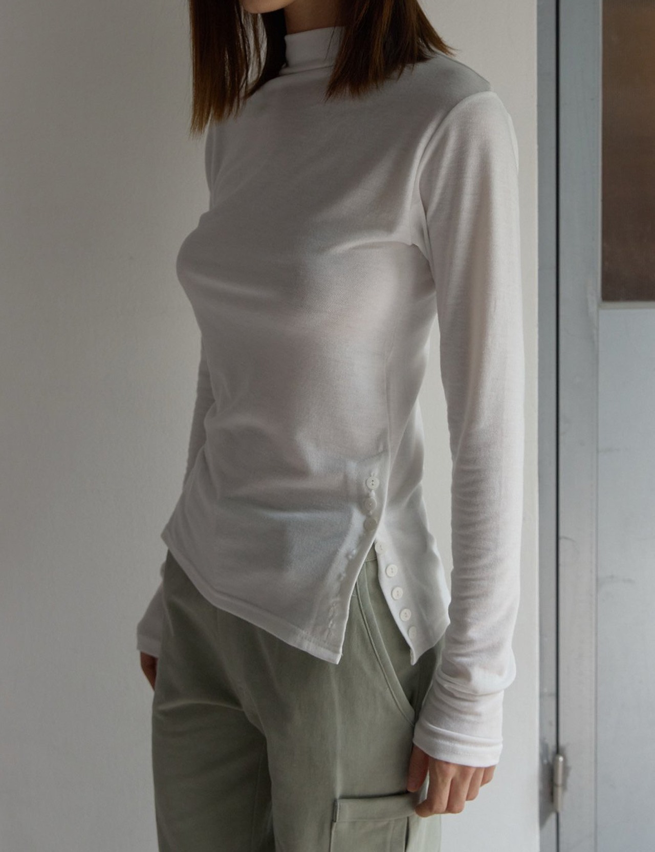 【新作5％OFF・3日間】Button Slit Tops _6colors