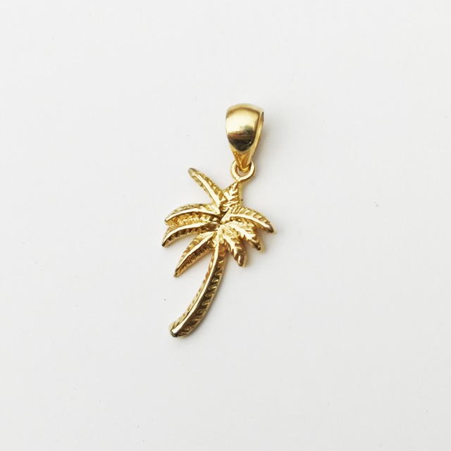PALM TREE PENDANT TOP / 925 Sterling Silver plated in 23K Gold