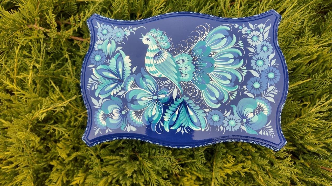 ペトリキウカ塗りのジュエリーボックス 24cm（ティモシェンコ作）ウクライナ製 - 11