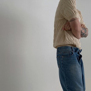 ヘンリーネックニットTシャツ　MT0080441