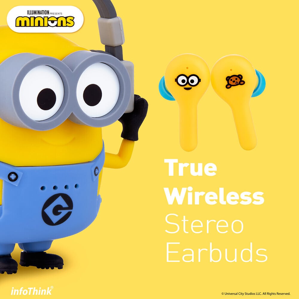InfoThink【ユニバーサル公式】 ワイヤレスイヤホン ノイズキャンセリング True Wireless Stereo Bluetooth  Earbuds Earphone イルミネーションIllumination ミニオンズ MINIONS キャラクター iTWS100-MN