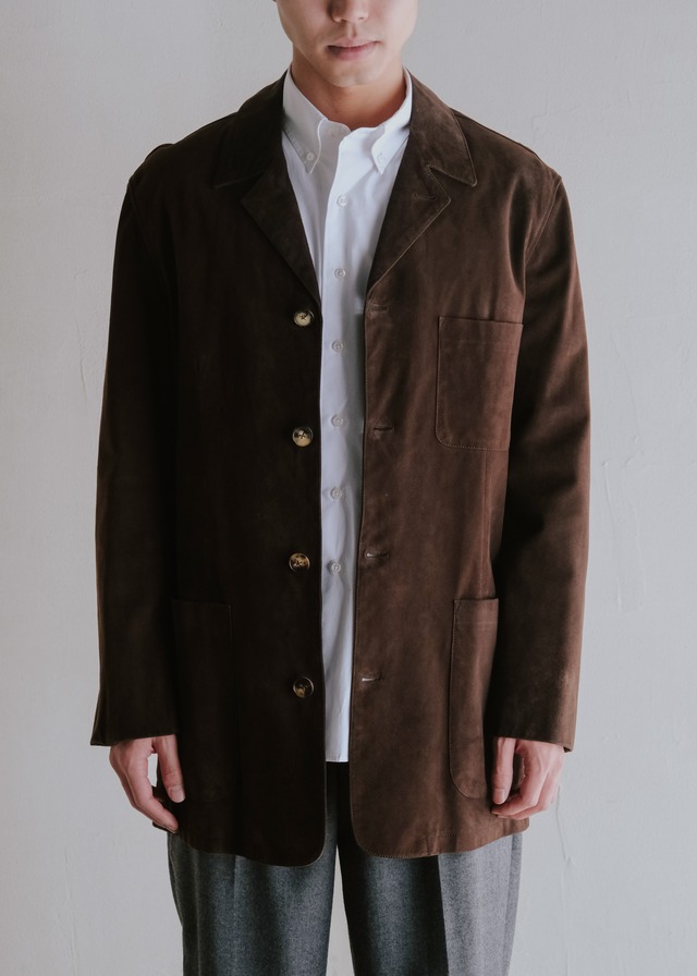 90's HERMÈS 4-buttons reindeer leather long jacket