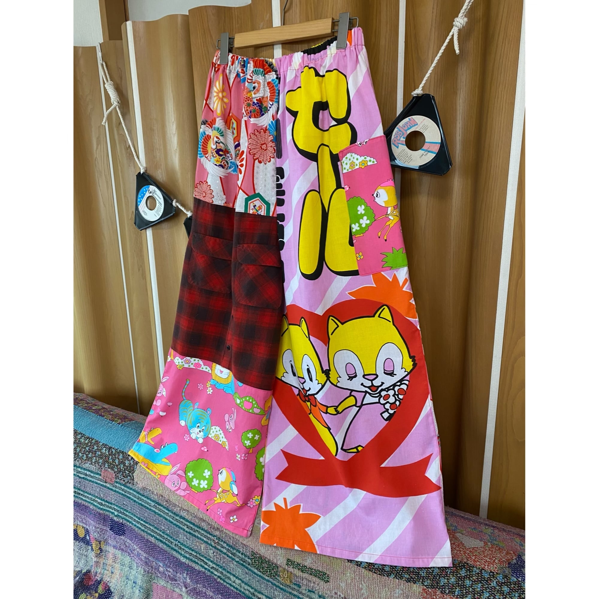 リメイク 昭和レトロ子供着物浴衣リメイクジャンドレワンピース(裏付き