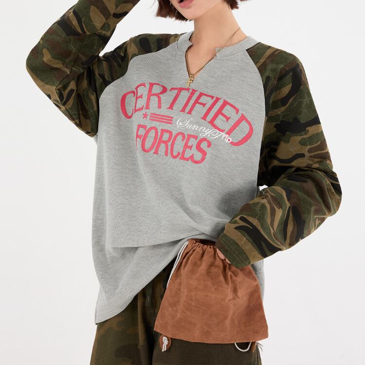 迷彩柄 長袖 オーバーサイズ Tシャツ ◆2col L00075