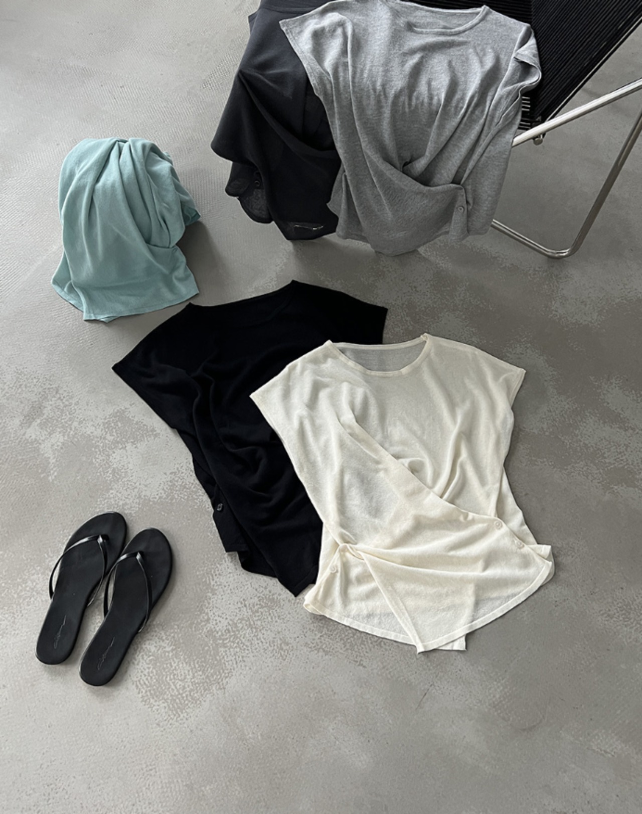 ドレープデザイン フレンチスリーブトップス