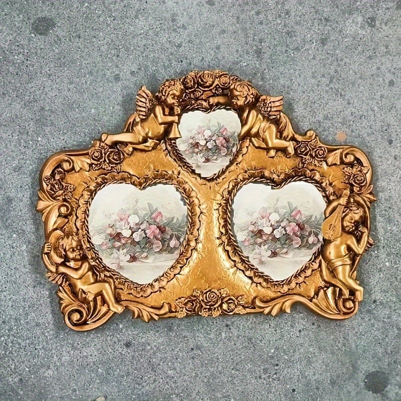 フォトフレーム ハート ヴィンテージ調 テーブルトップ型 天使