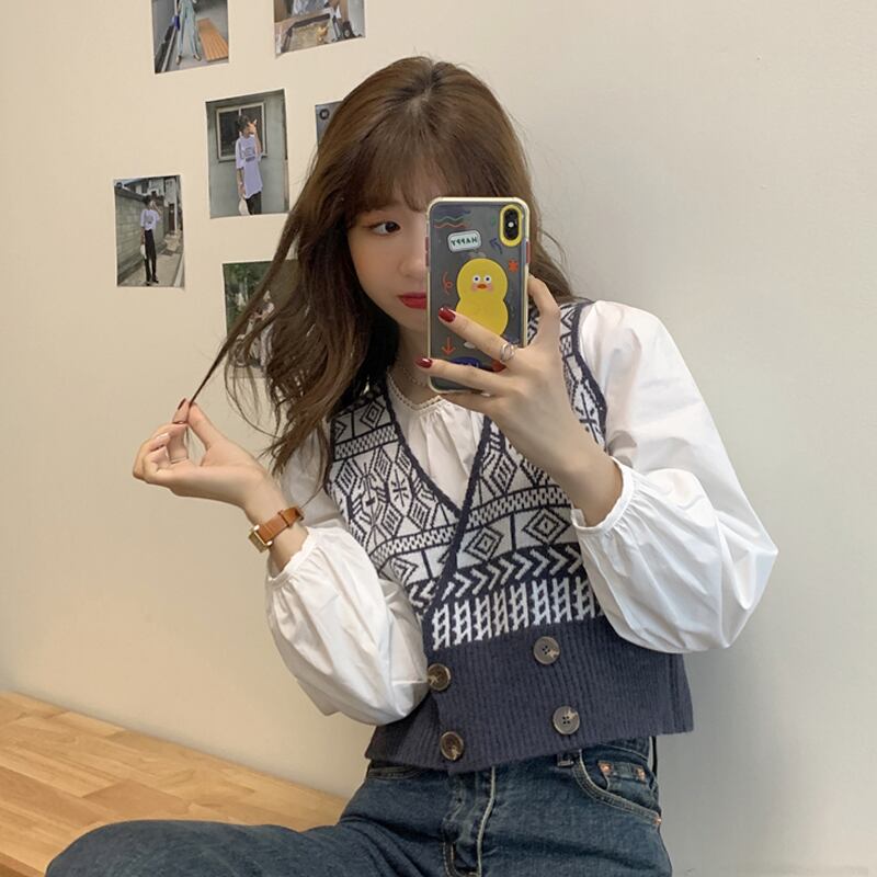 ルーズスプリングレッドスタンダードトップス レトロ 春物 試着室34870578619