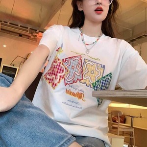 【韓国通販 dgo】ミドル丈 プリントTシャツ(W3667）トレンドアイテム