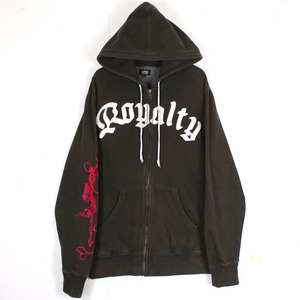 【Caka act2】Gothic Patch × Embroidery Design Vintage Good Fade Zip up Hoodie