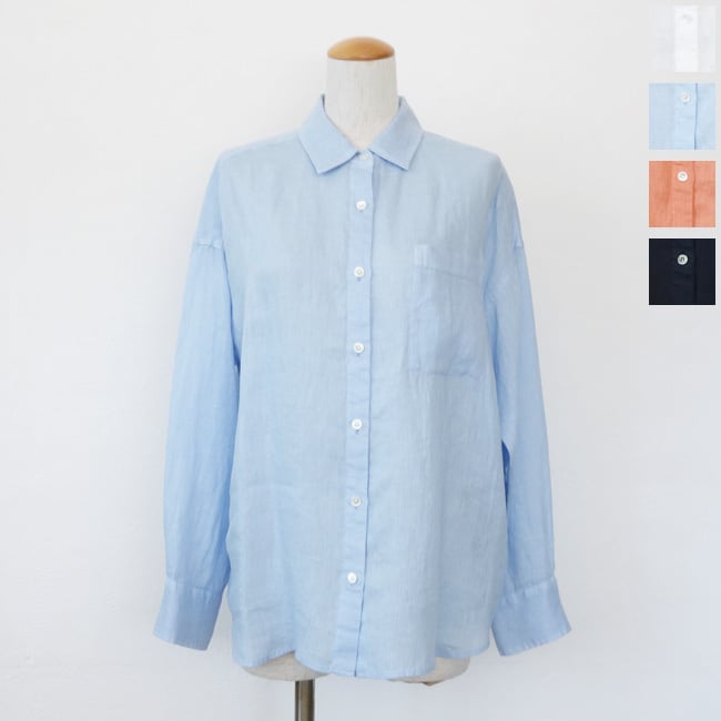 MICA&DEAL (マイカアンドディール) シャツ ウォッシュドリネン オーバーサイズ 長袖 ラウンドヘム 0126101055