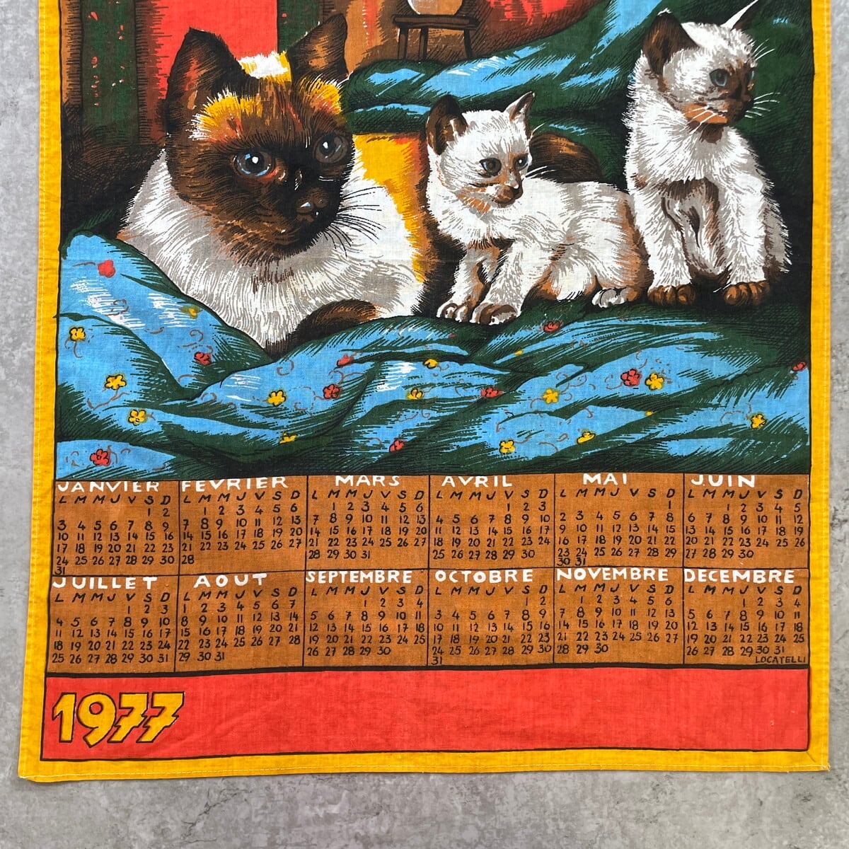 70年代 シャム猫 キャット アニマル カレンダー タペストリー