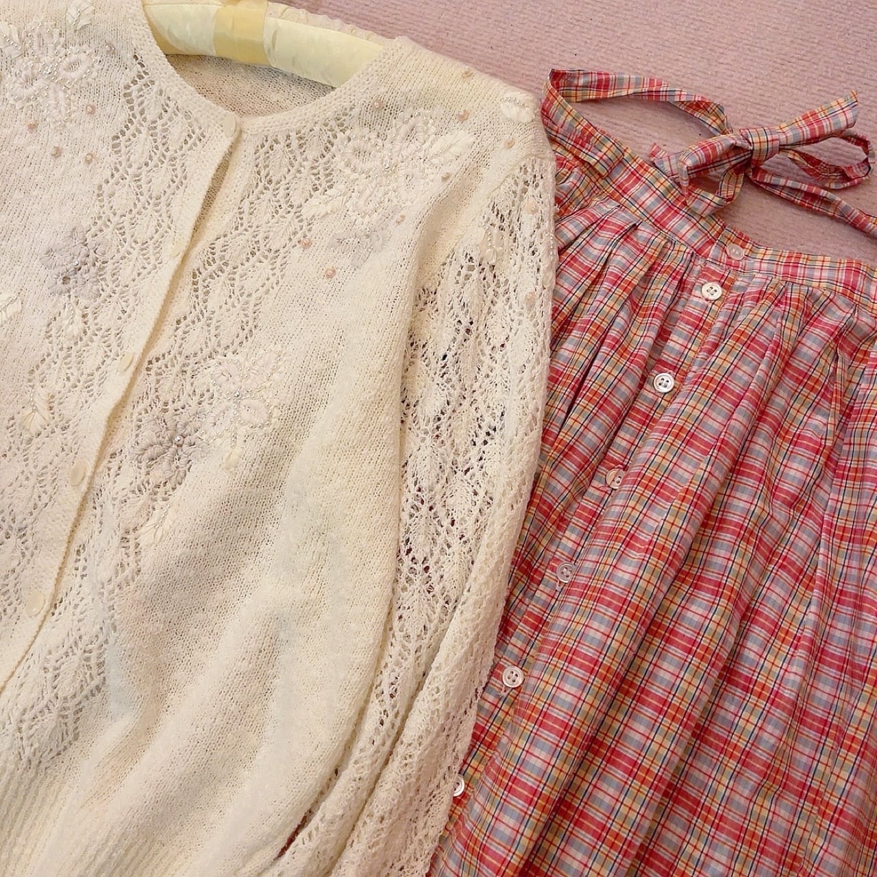 flower sequin open work cardigan