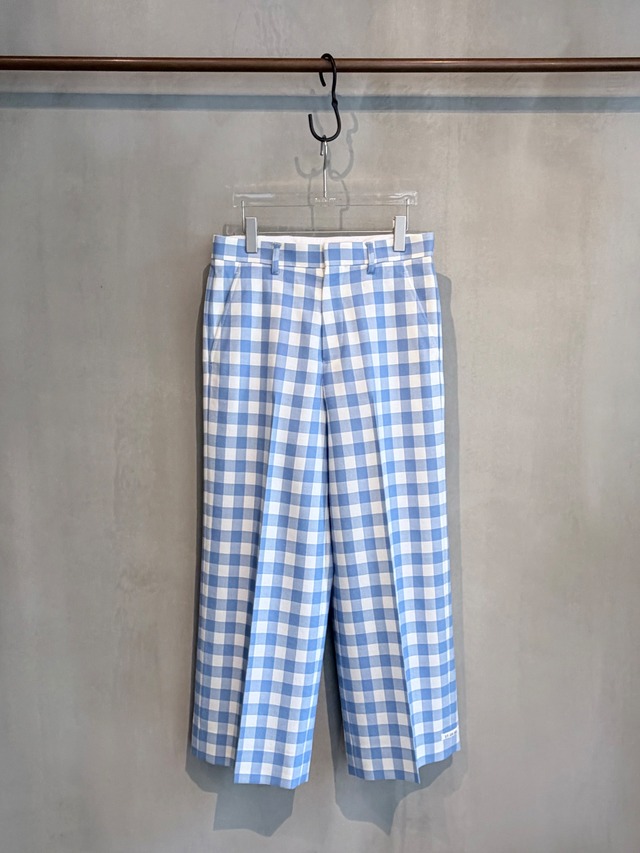 TSTS 【GINGHAM WOOL WIDE TROUSERS / SAXE BLUE GINGHAM 】