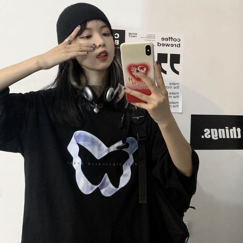 スタイルルーズTシャツ サマースタンダードトップス レトロ ストリート 夏物 ケッペル61050220605