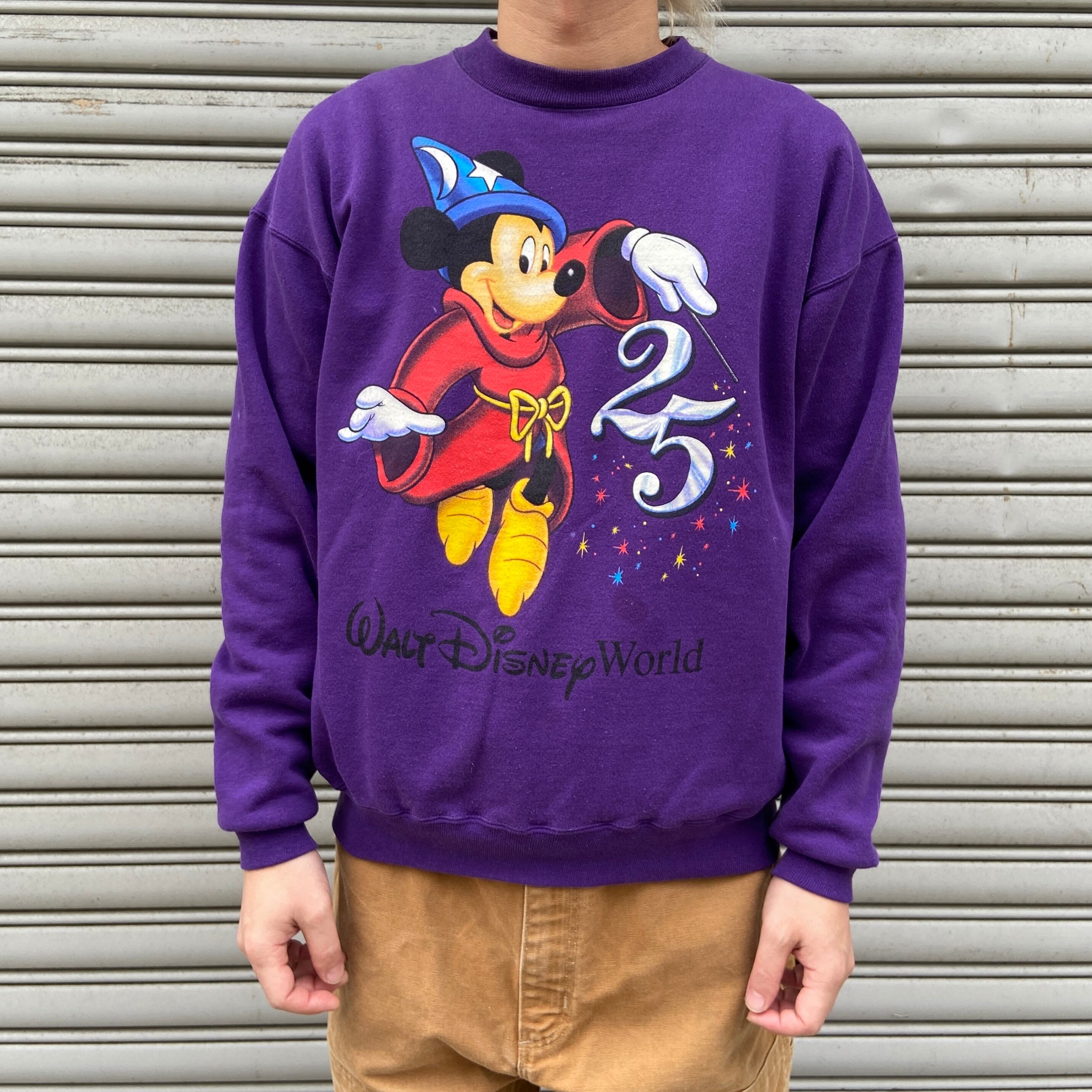 90s USA製☆ディズニー ファンタジアミッキーマウス スウェット 紫 M