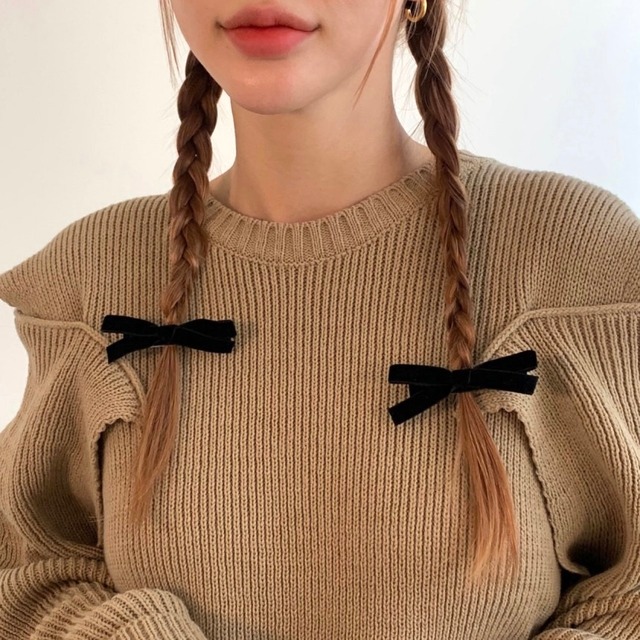 NEWカラー追加! 2set velvet ribbon hair clip 【 3color 】No.Z005