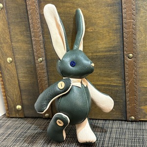 【ジビエレザー鹿革】ベルラビ★マイスターの手作り「ベルズラビット」ダークグリーン＆ナチュラル　写真の1点販売です