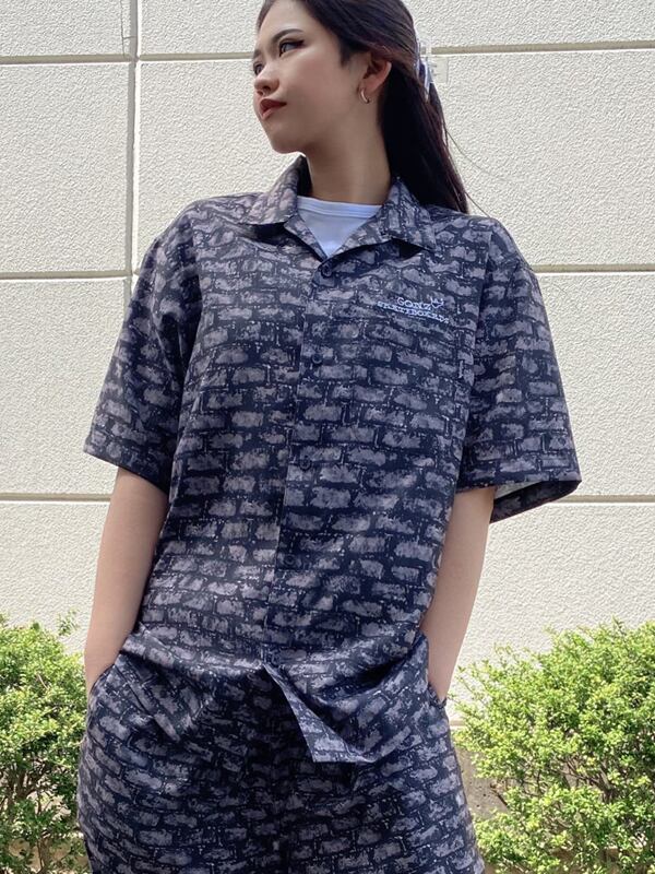 MARK GONZALES (マークゴンザレス) 総柄 オープンカラーシャツ 2G8-11900 ブラック