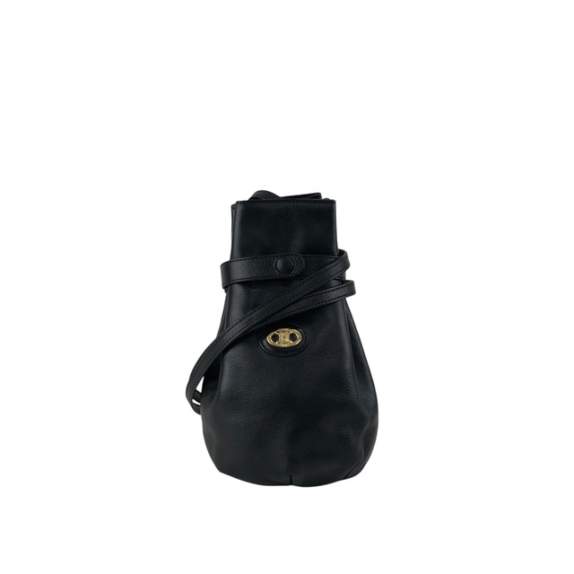 CELINE セリーヌ ショルダーバッグ ブラック ブラゾン レザー ミニバッグ 巾着 vintage ヴィンテージ オールド nyjz6n