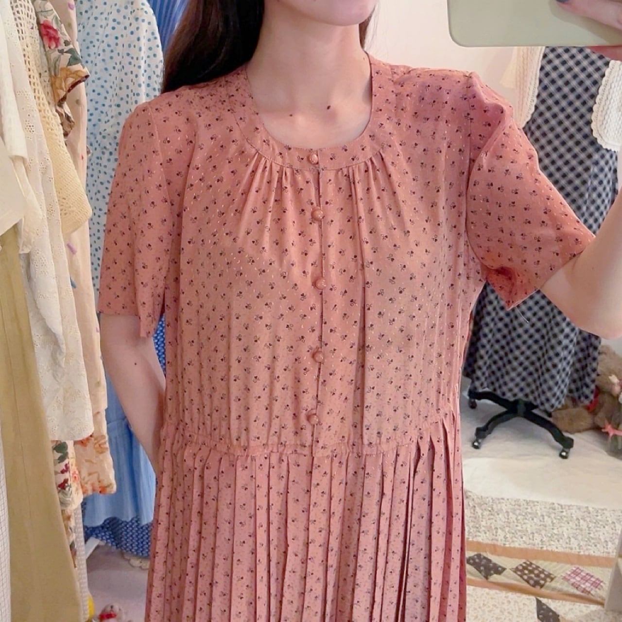 mini heart pleats one-piece