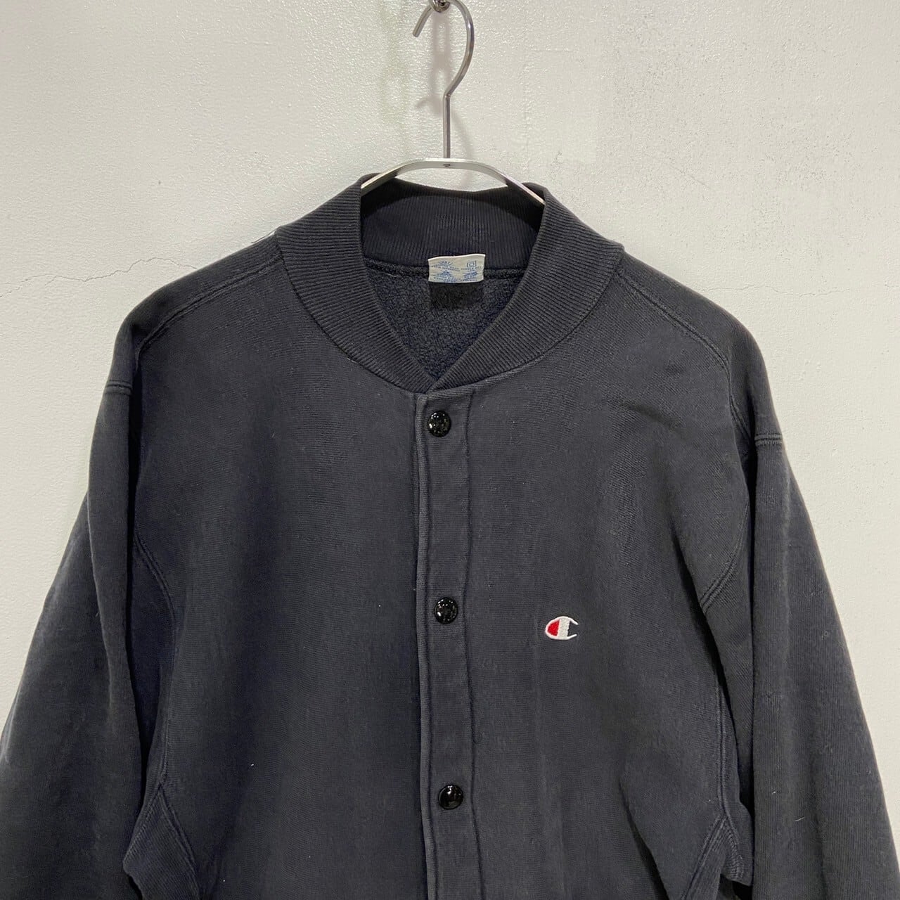 90s USA製 Champion リバースウィーブスナップカーディガン 黒 M