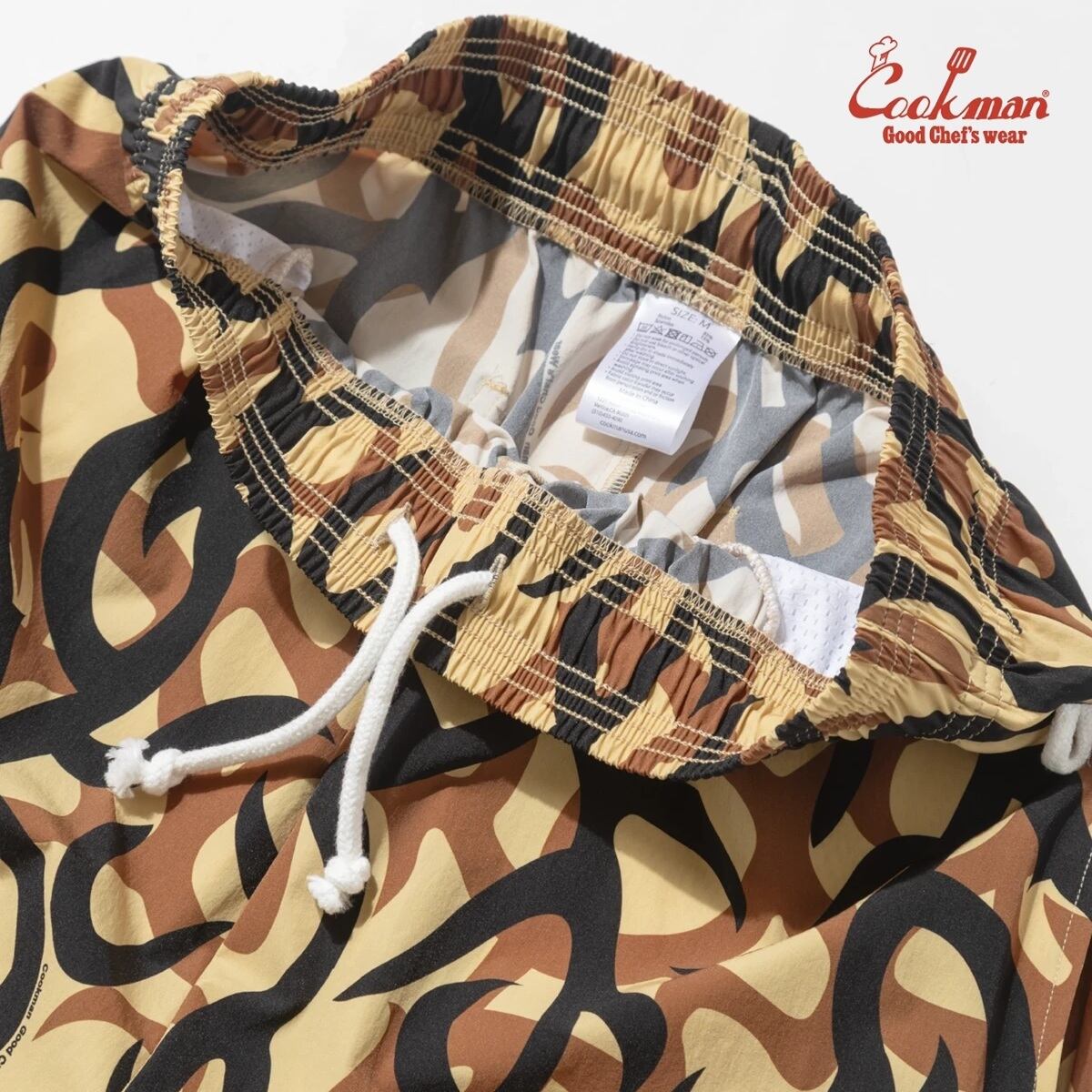 COOKMAN 】Chef Pants Short Light Tribal Camo Beige クックマン