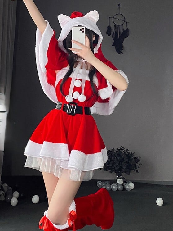 【定番】サンタワンピ(レッグウォーマー付き)V05006