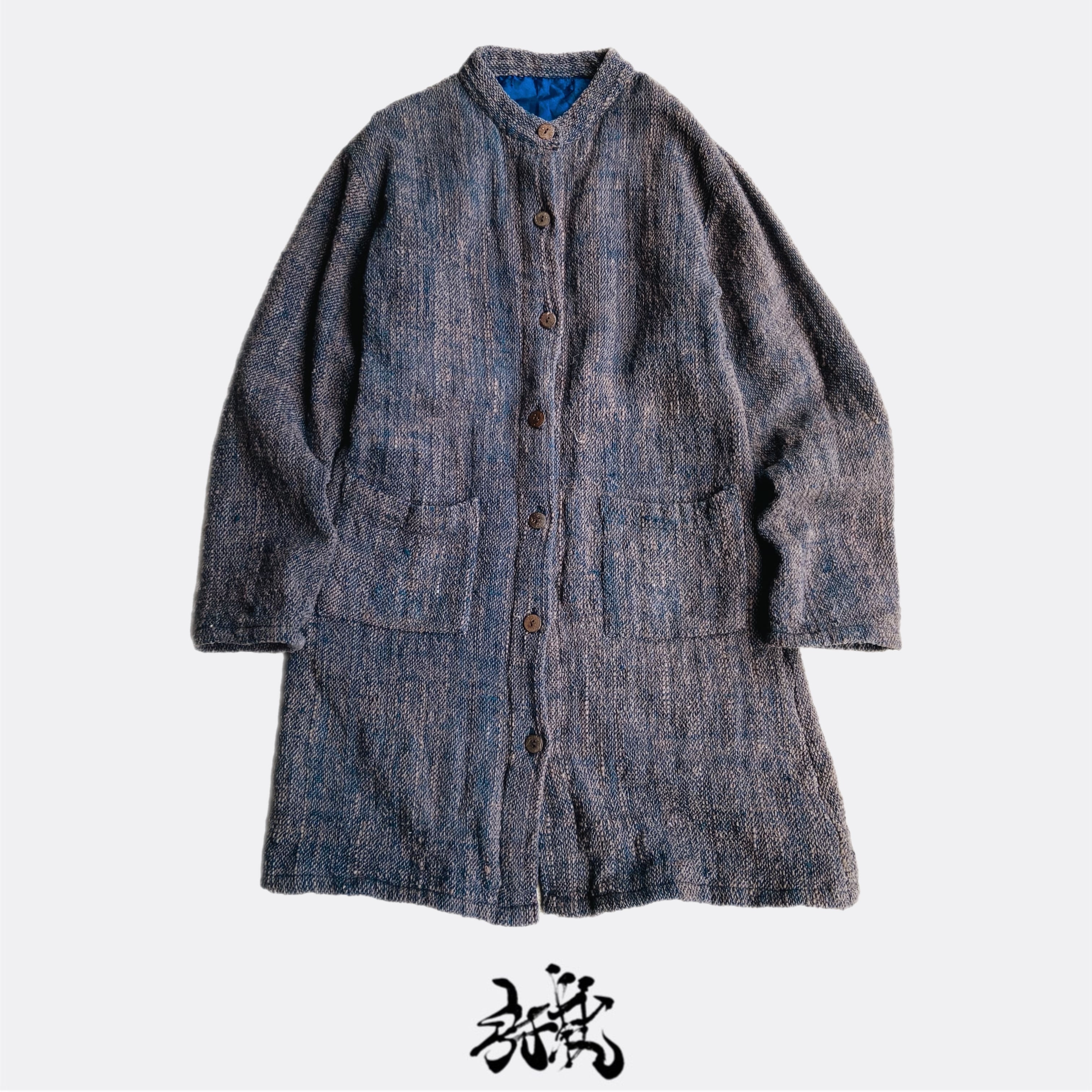 80〜90's リネン ノーカラーハーフコート | 弥勒 ユーズド トウキョウ
