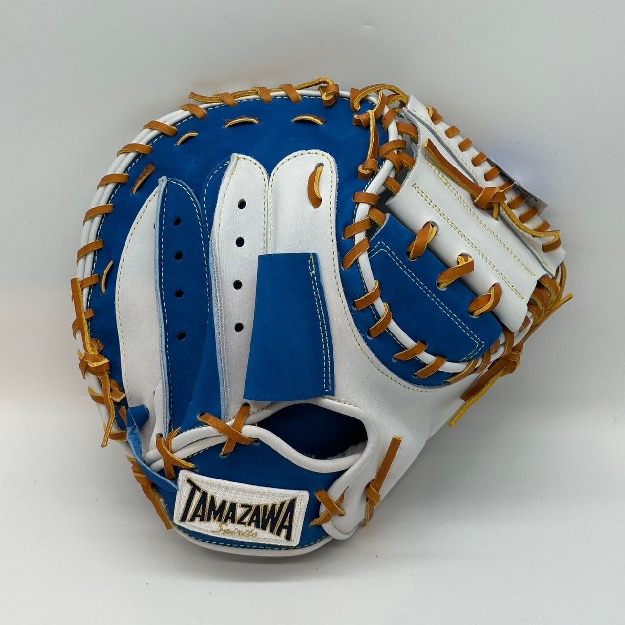【別注軟式】玉澤キャッチャーミット(本体:ブルーxホワイト 紐:タン)タマザワ
