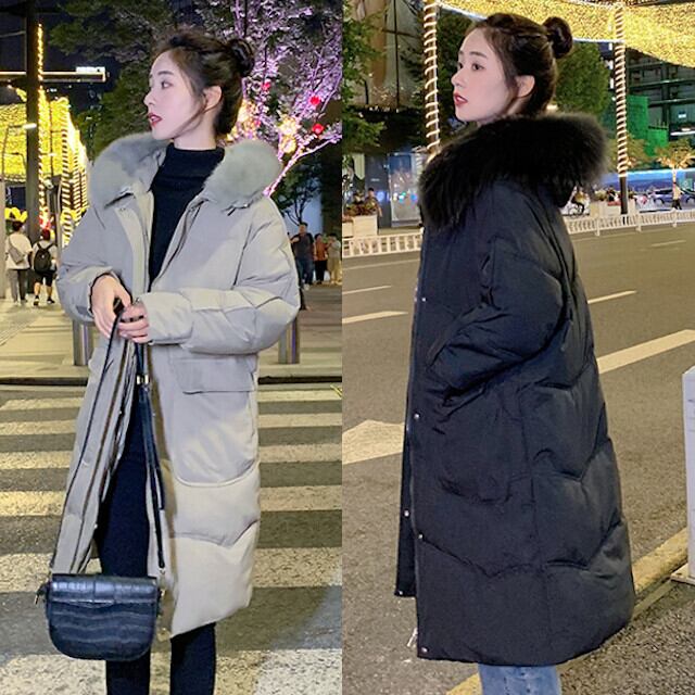 ダウンコート レディース アウター あったか ロング丈 ロングコート ファー付き ブラック/アイボリー/ベージュ M/L/XL/2XL