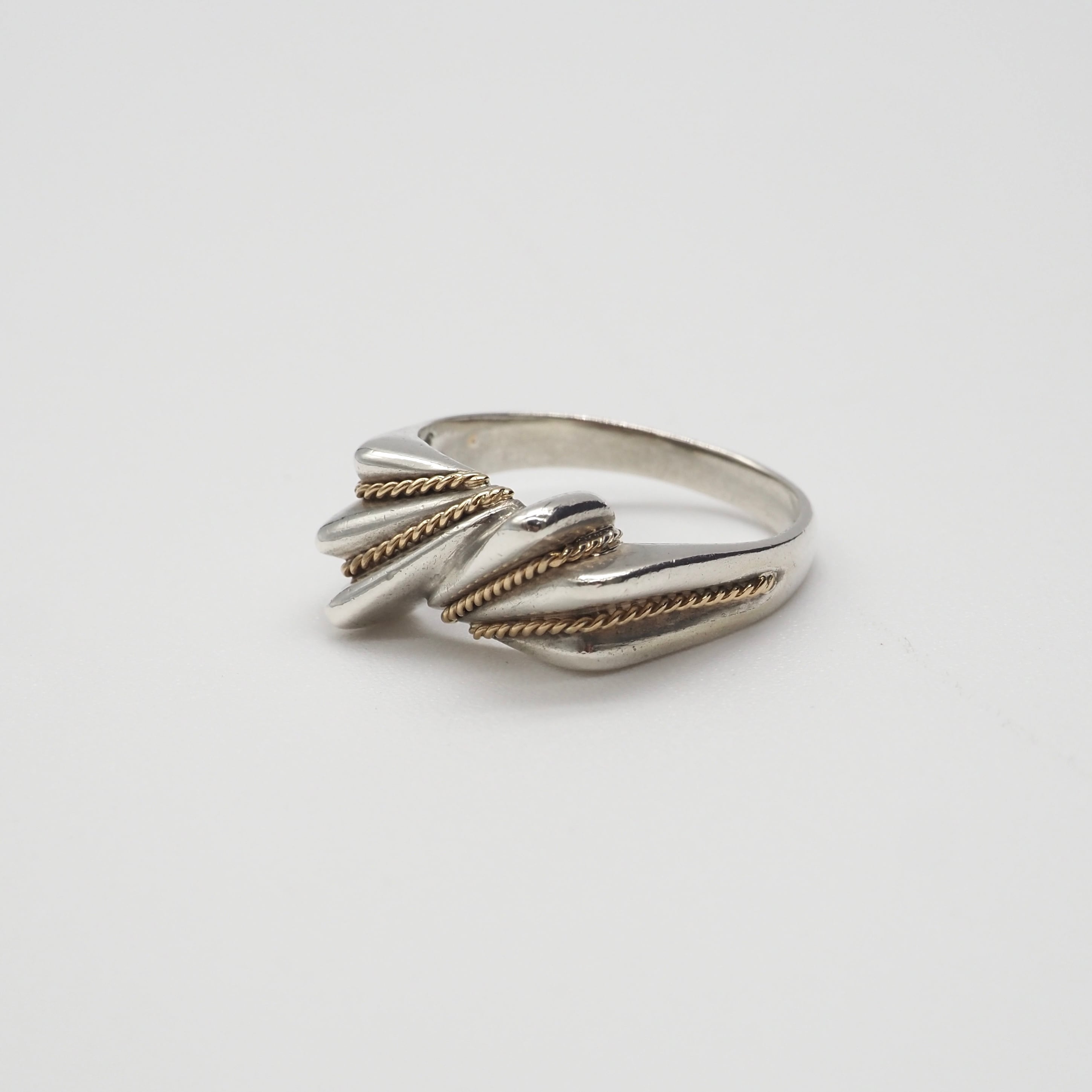 Tiffany&Co. 約13号 ツイスト リボン コンビ リング シルバー925 K18