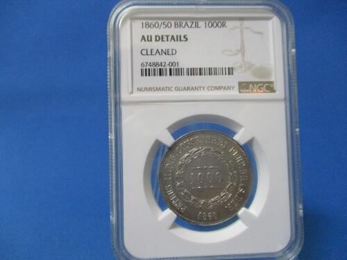 ブラジル 1000レイス銀貨☆1860年／極美品／アンティークコイン／NGC