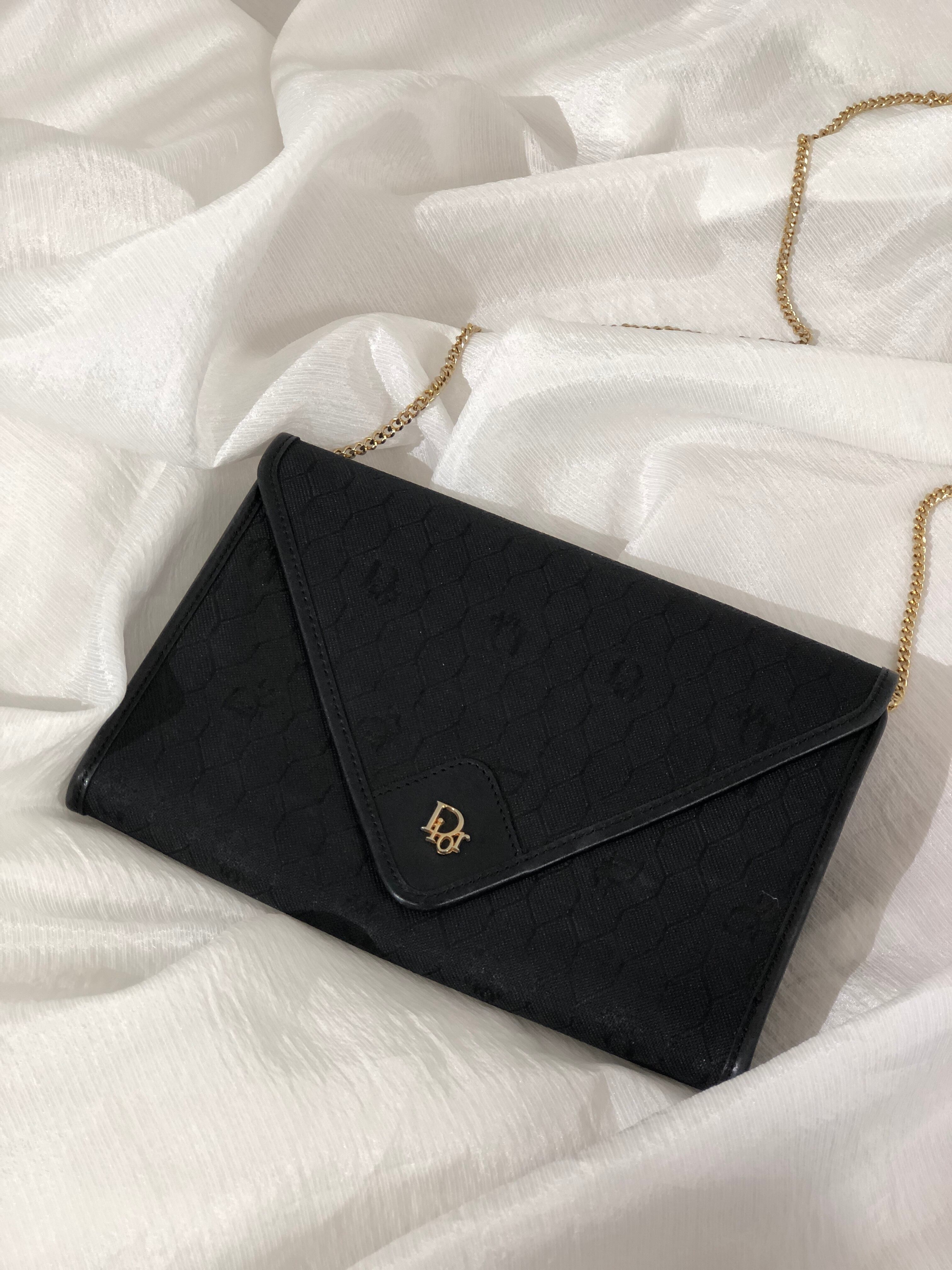 Christian Dior ディオール ハニカム柄 ファブリック レザー チェーン