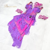 社交ダンス 衣装 ラテン ドレス ワンピース フリンジ 紫 ピンク デモ 競技 ダンス パーティ 発表会 Elegance ピンク系 パープル系 鮮やか おしゃれ ラテンダンス 衣装 レディース 競技会 発表用 ショー デモ用 ダンス衣装