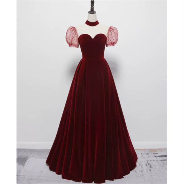 ハイネックベルベットドレス　D1223