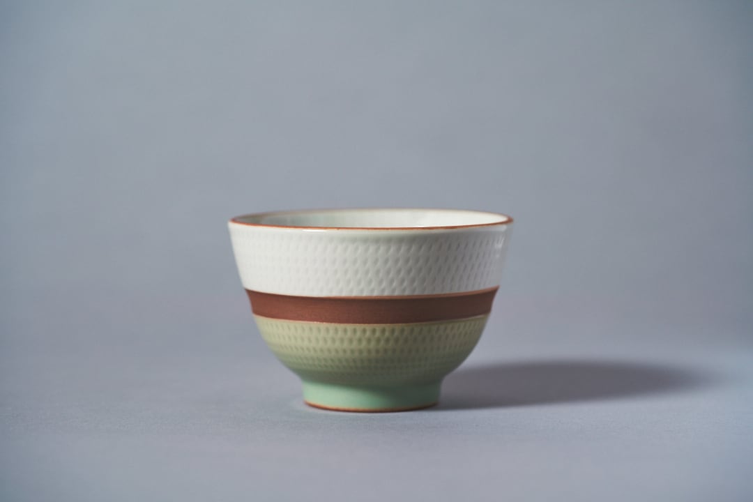 陶仙窯】Warm hairline tea bowl（面取り金彩煎茶碗 / 湯呑み桃