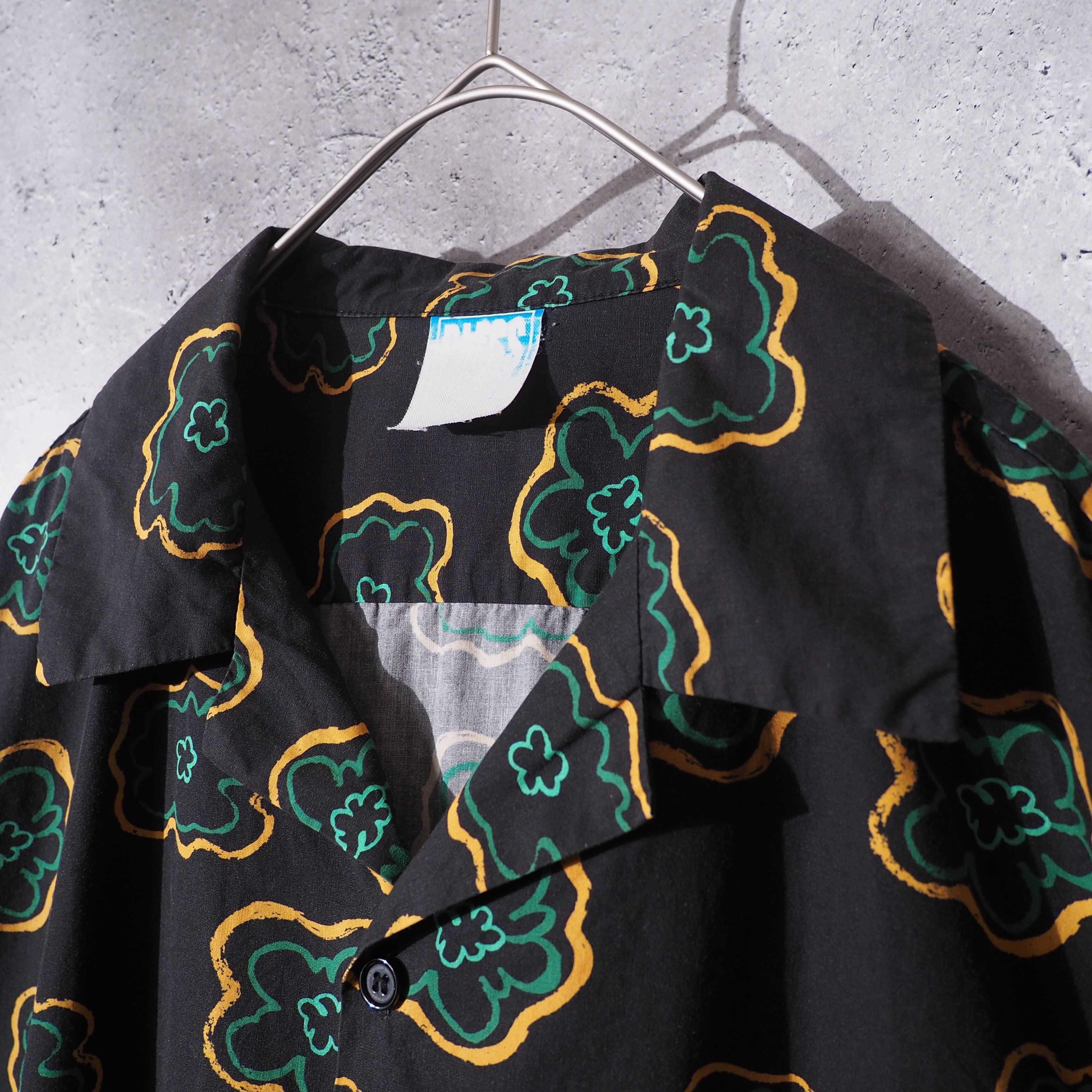 Unikko Flower Pattern Design Over silhouette Open collar shirt