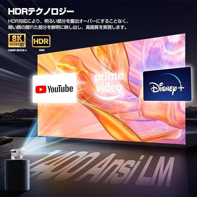 Philoent プロジェクター 家庭用 小型 【Google TV搭載＆1080P 8K対応