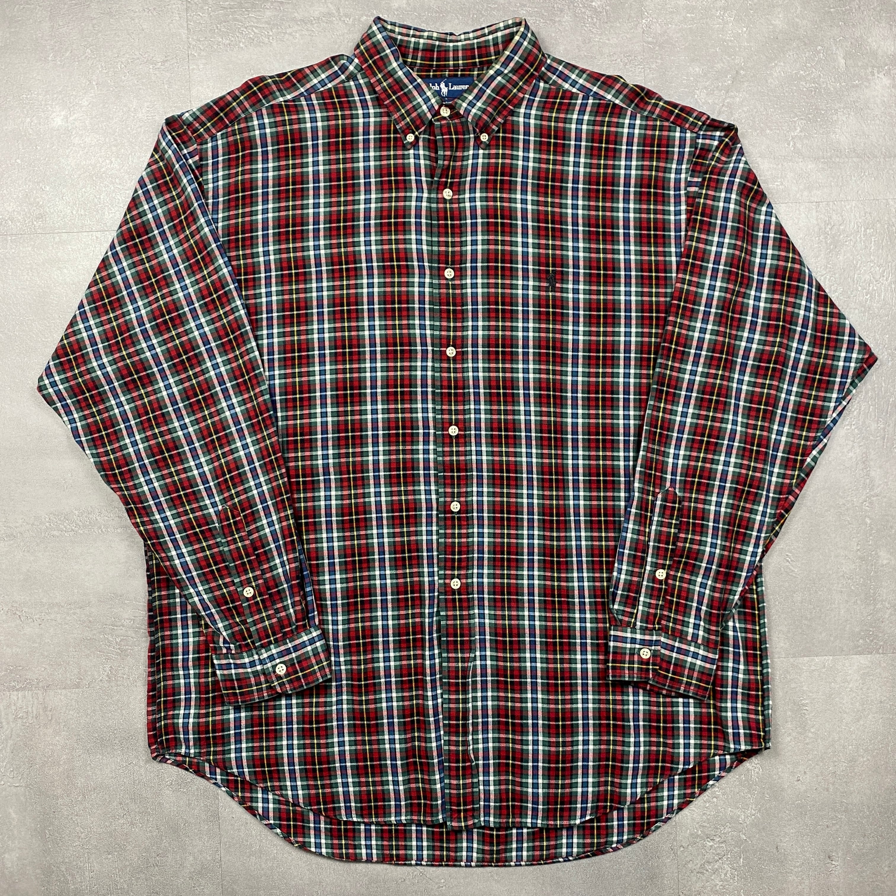 《XL》 Ralph Lauren ラルフローレン BLAKE ボタンダウンシャツ チェックシャツ レッド グリーン No.4190