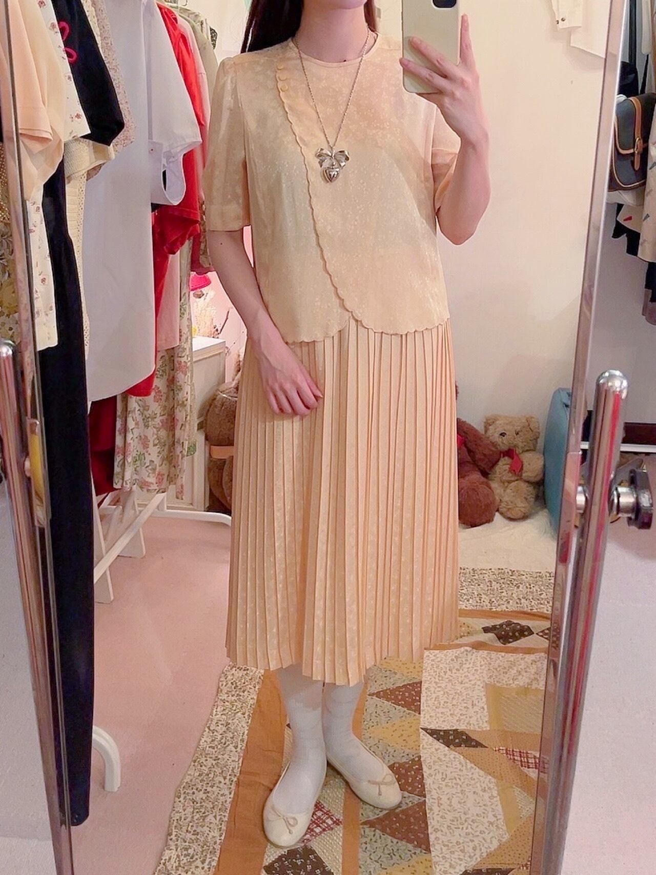 cream orange flower separate one-piece